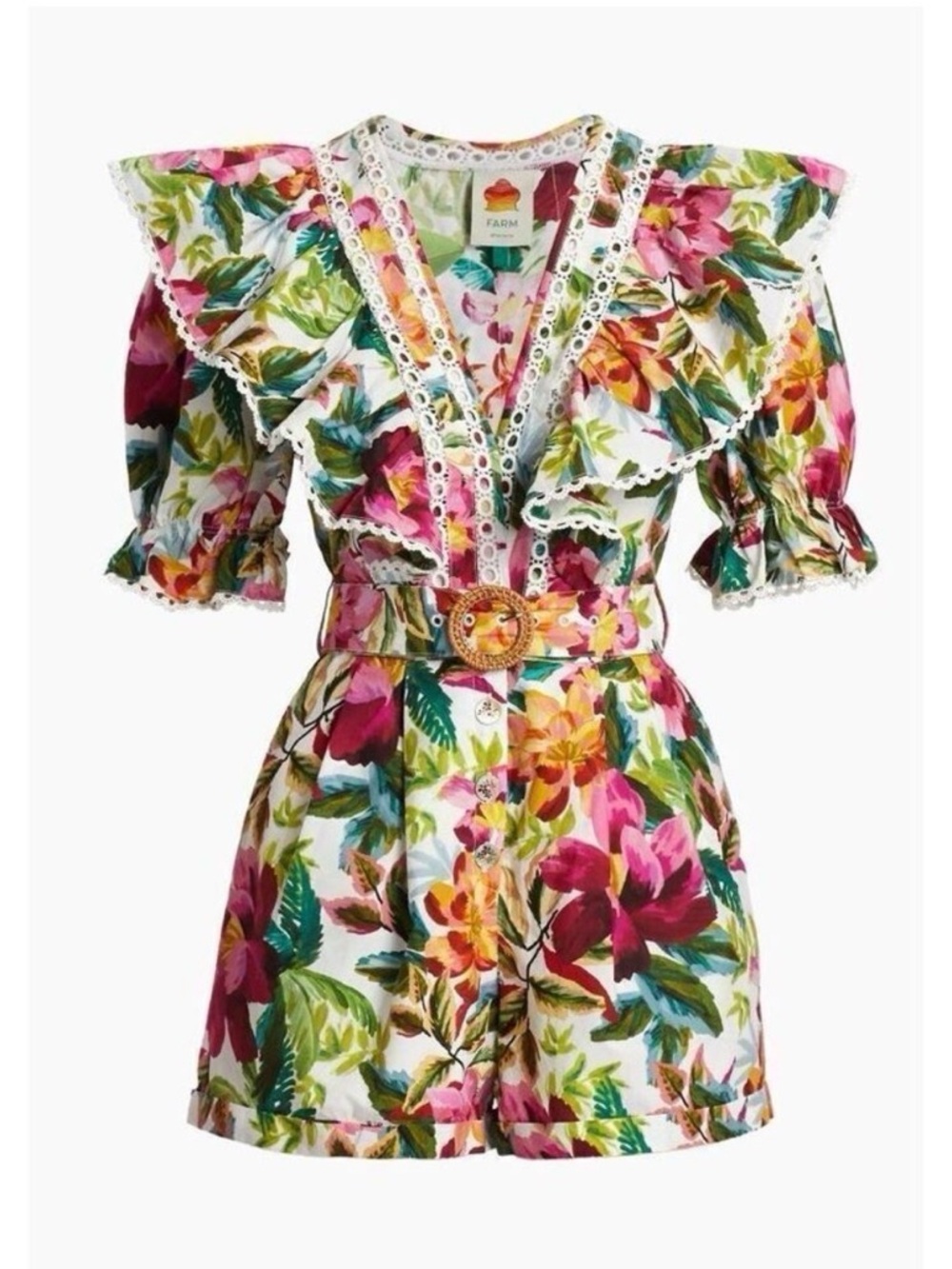 FARM Rio Painted Flowers Romper SM—NWT